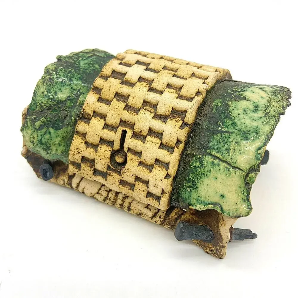 Artisan Ceramic Schwarzwaldner? Trinket Box Fairy Cottage Primitive Hand Crafted